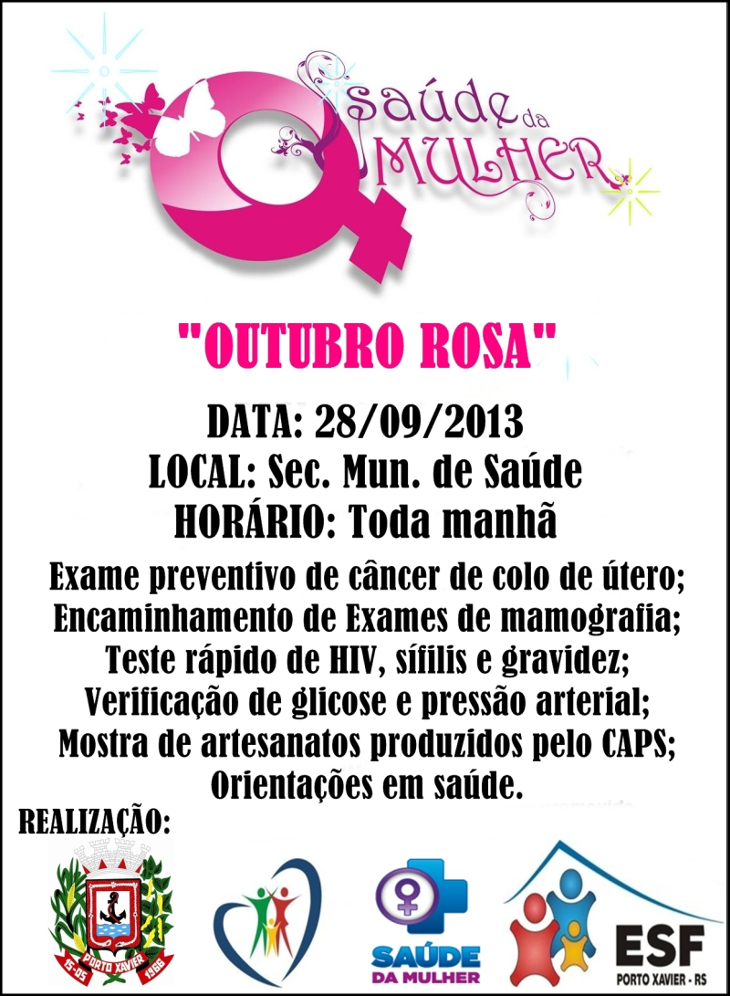 Sec. Municipal de Saúde realiza campanha "Outubro Rosa"